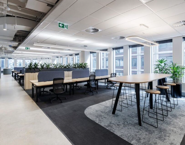 office interior design featuring office chairs and office tables