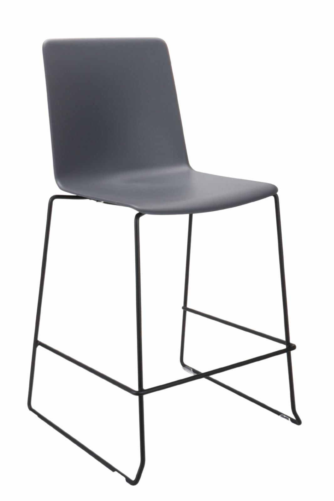 Grey bar stool on a sled base