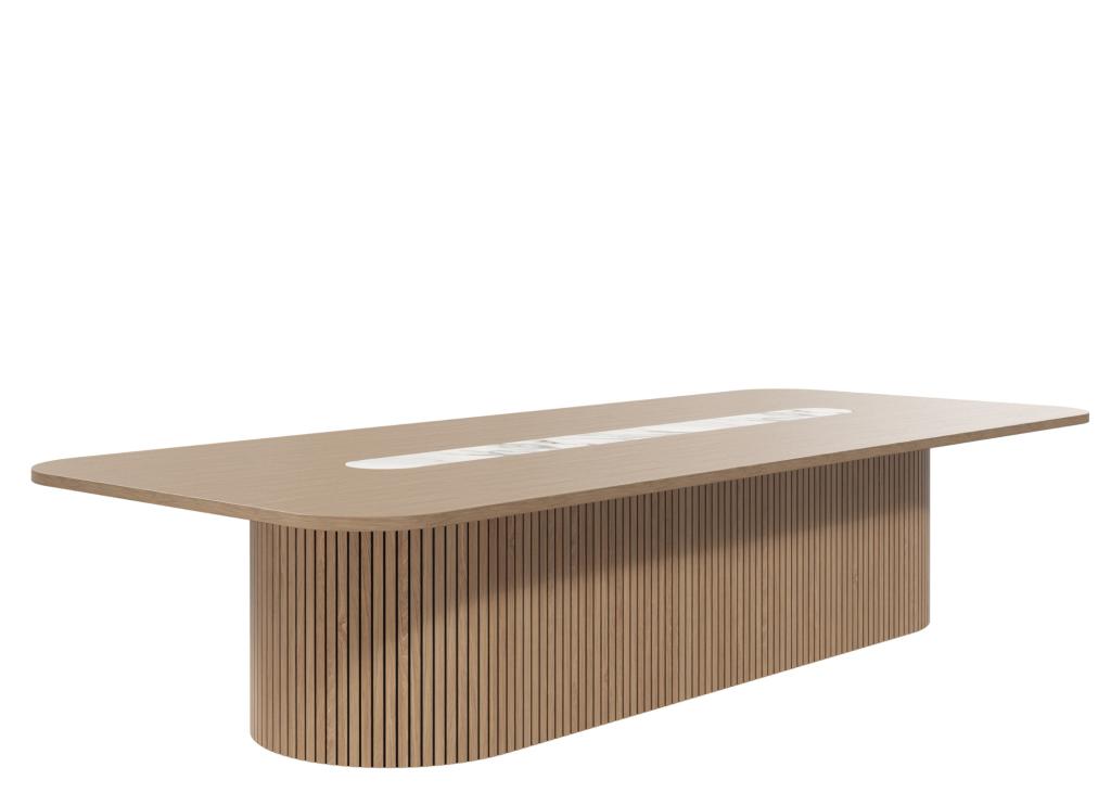 Boardroom table with a fluted oak base