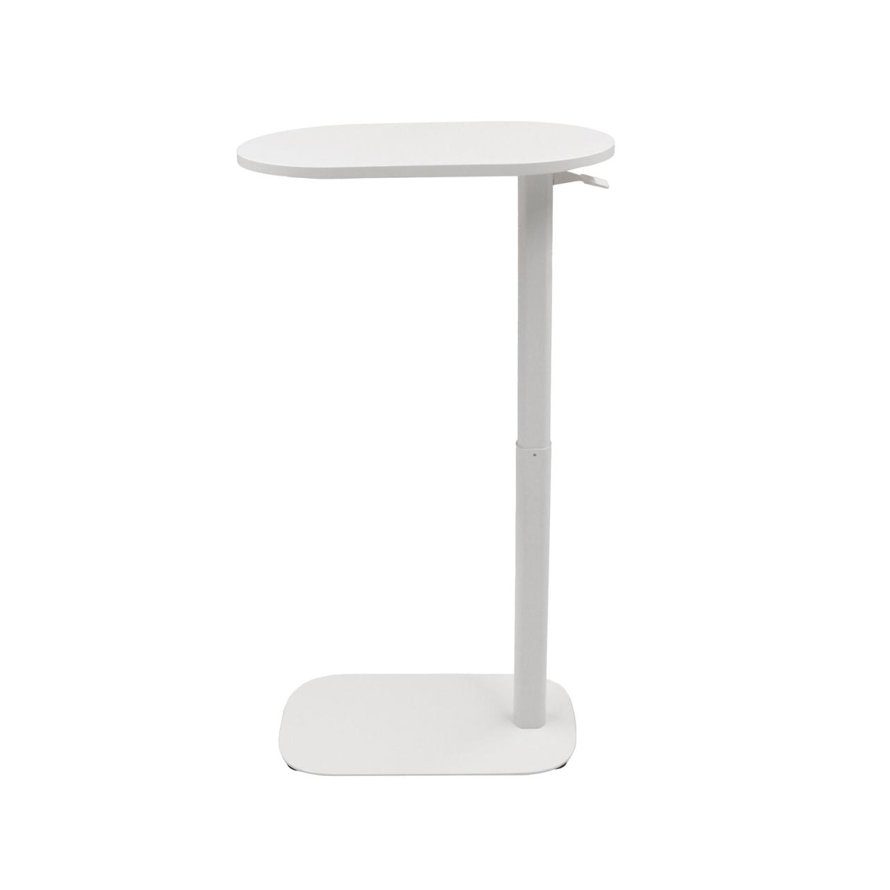 Height-adjustable white laptop side table