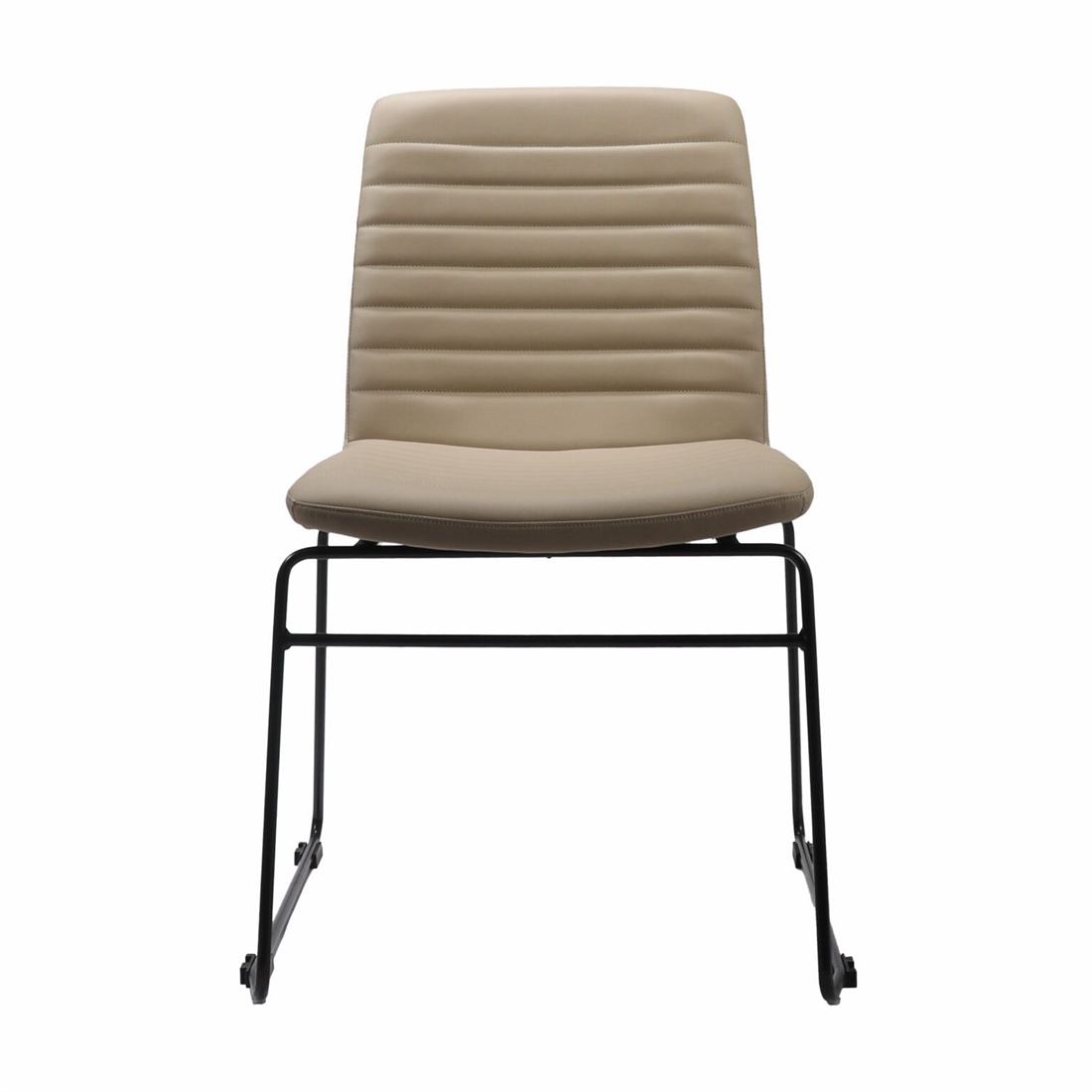 Taupe meeting chair on a sled base