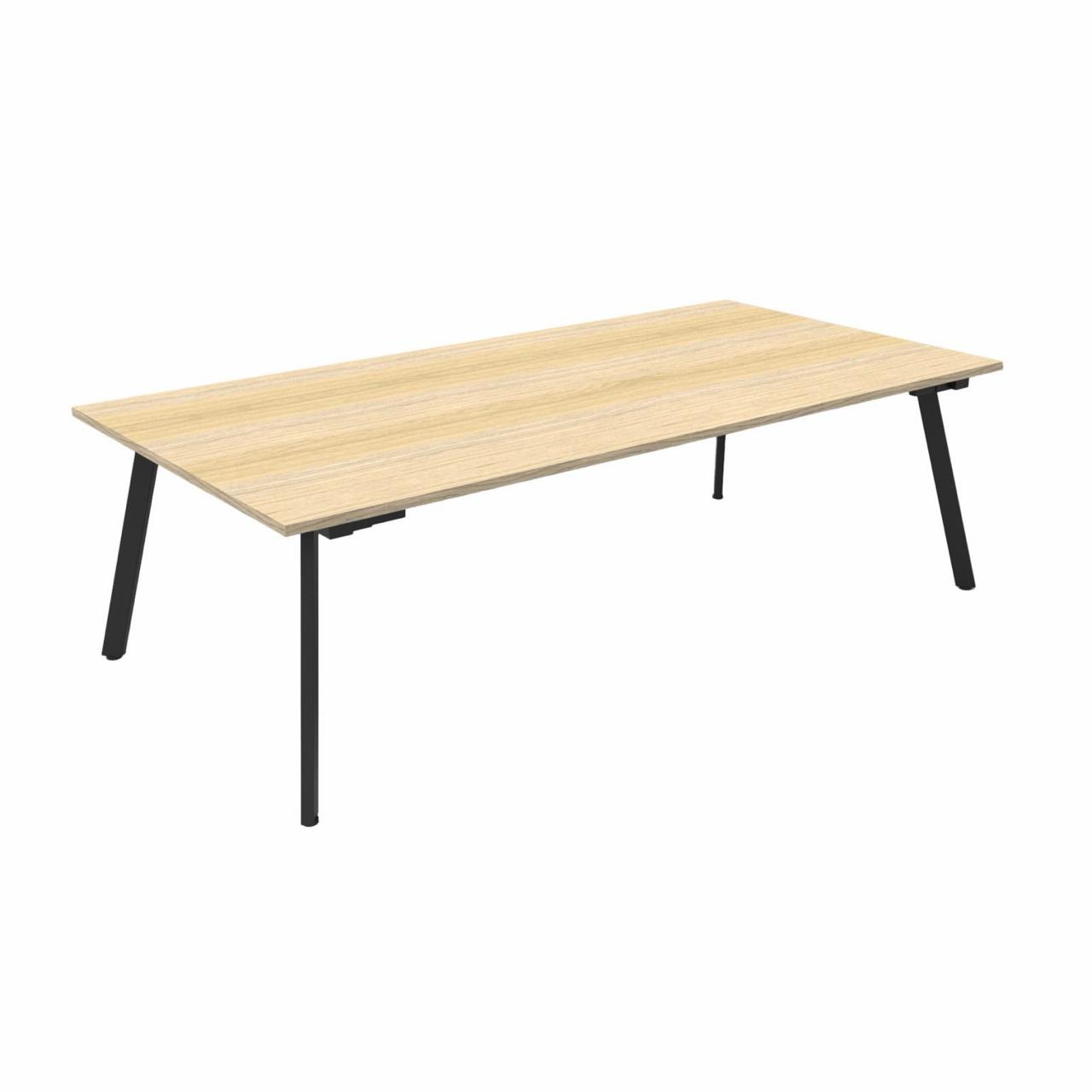 Oak meeting table on black A-frame legs