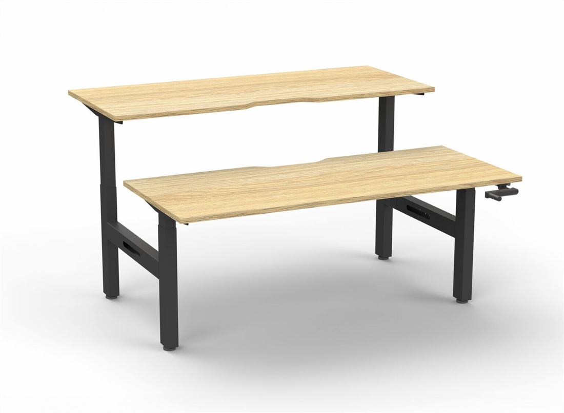 Back-to-back pair of sit-stand desks