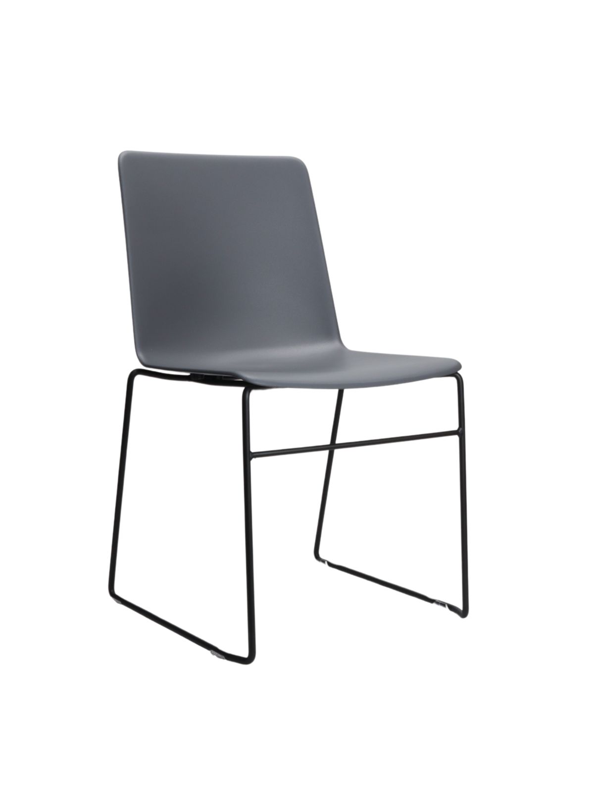 Grey stacking chair on a sled base