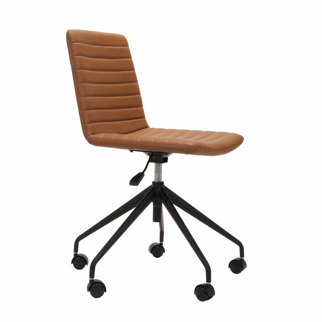 Tan leather armless task chair