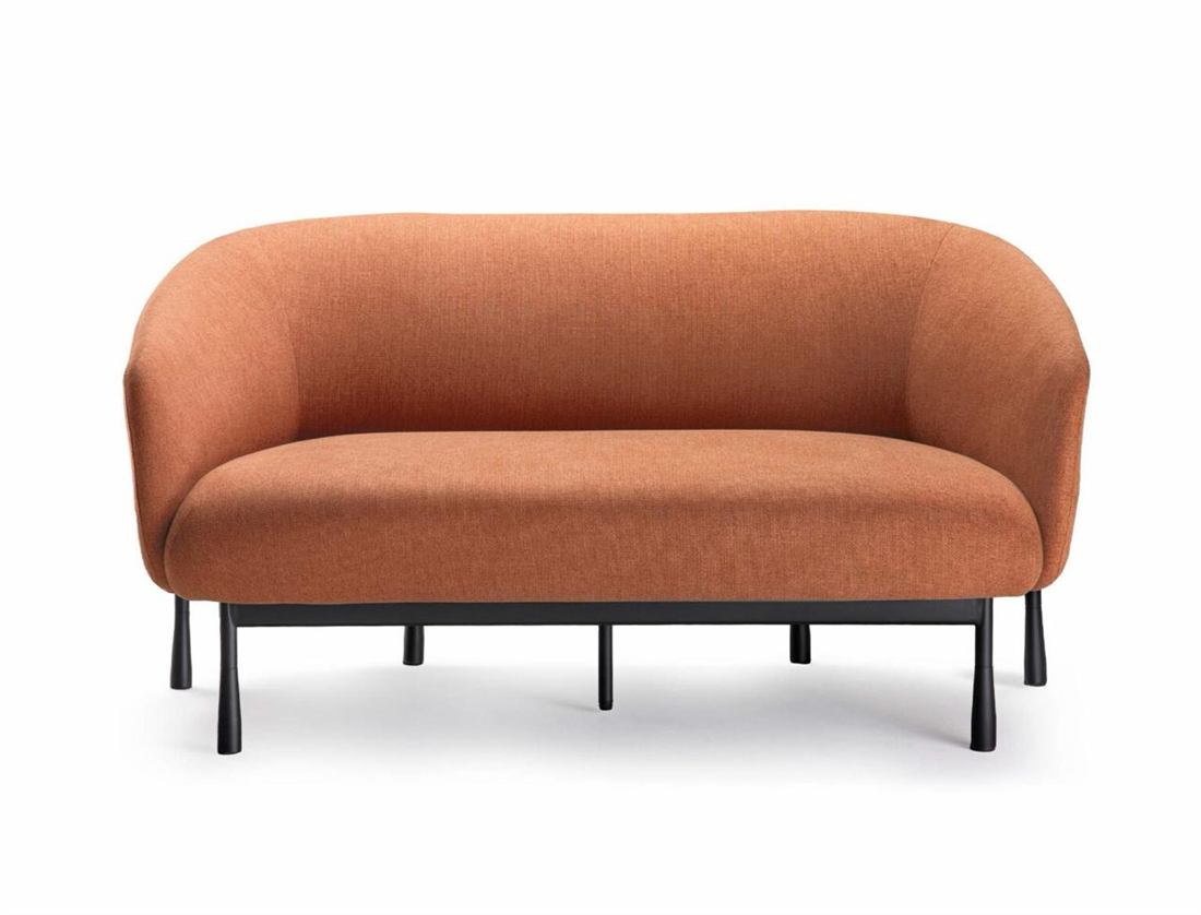 Two-seat sofa in terracotta fabric